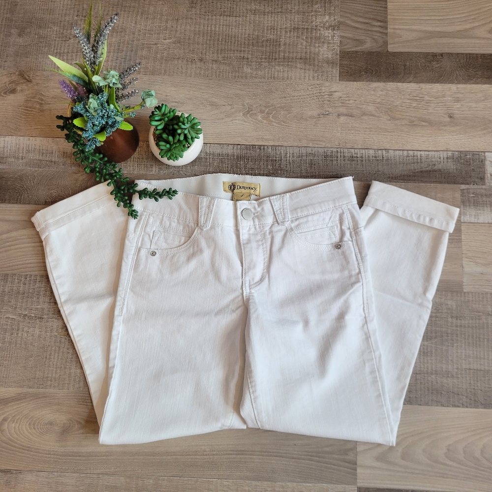 Democracy sz 4 women's "Ab" solution booty lift white stretchy jeans